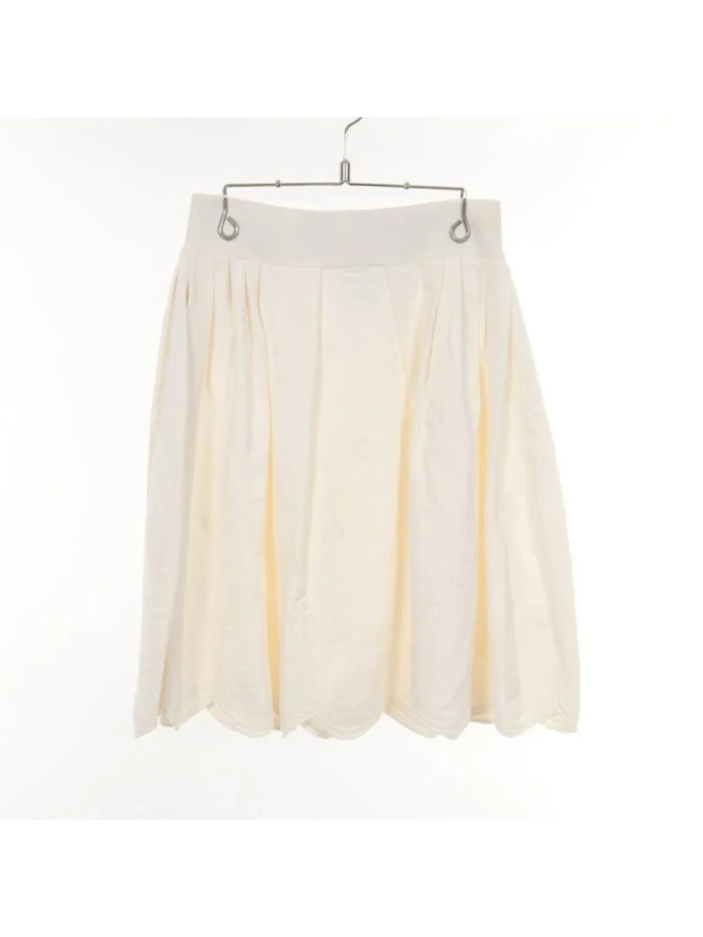 Chanel Skirt CC Logo Button Floral Scallop Cotton Rayon